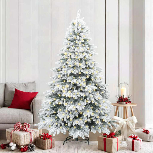 Künstlicher Weihnachtsbaum mit 300 LEDs Grün 210 cm PE und PVC