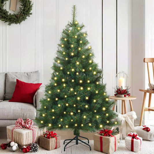 Künstlicher Weihnachtsbaum mit 150 LEDs Grün 150 cm PE und PVC