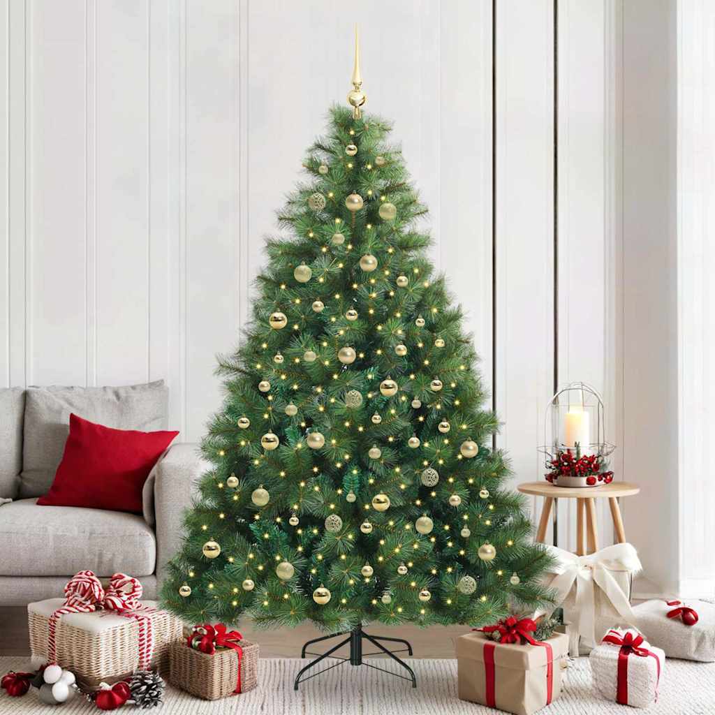 Künstlicher Weihnachtsbaum mit 300 LEDs Grün 210 cm PE und PVC