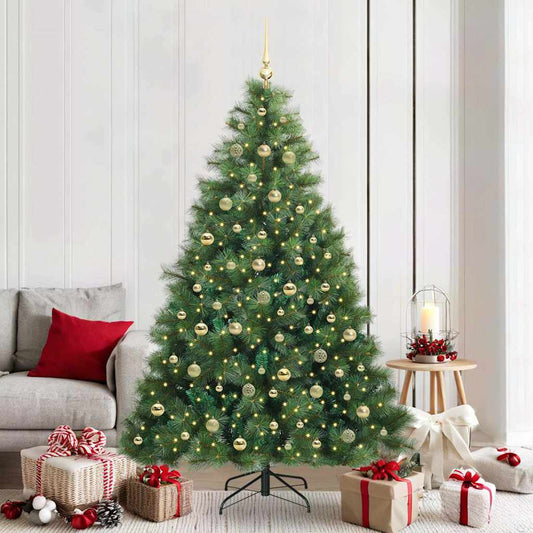 Künstlicher Weihnachtsbaum mit 300 LEDs Grün 210 cm PE und PVC
