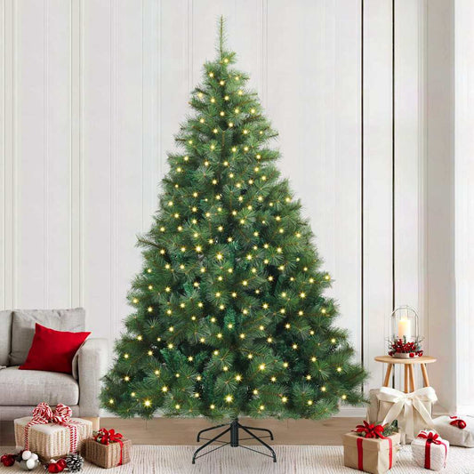 Künstlicher Weihnachtsbaum mit 300 LEDs Grün 240 cm PE und PVC