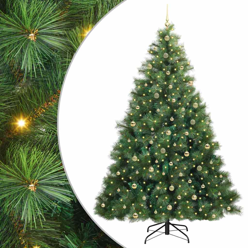 Künstlicher Weihnachtsbaum mit 300 LEDs Grün 240 cm PE und PVC