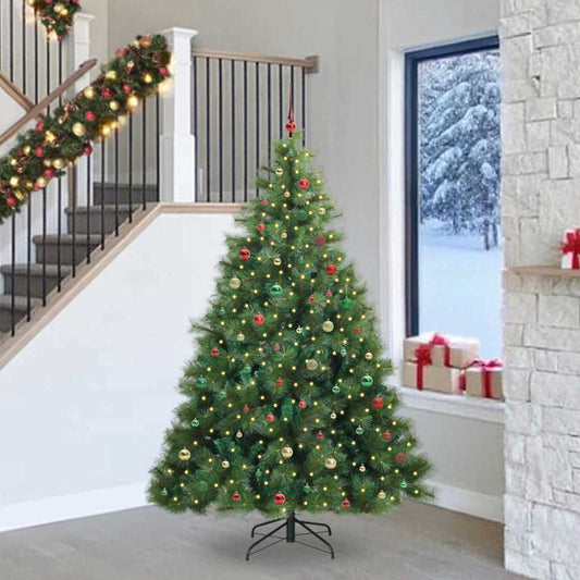 Künstlicher Weihnachtsbaum mit 300 LEDs Grün 240 cm PE und PVC