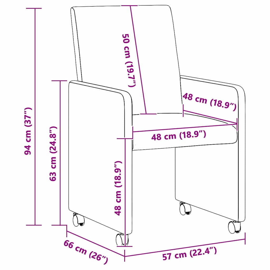 Esszimmerstühle Mit Rad 2 pcs Schwarz 57 x 66 x 94 cm Stoff