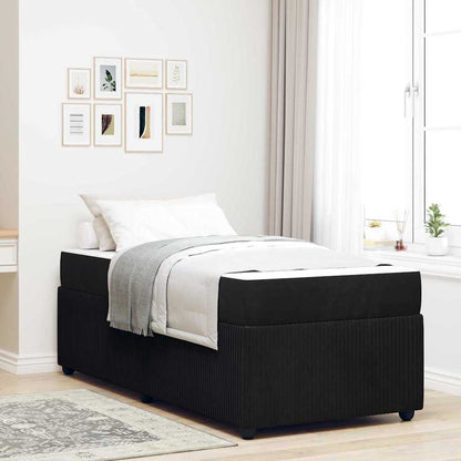 Bettgestell mit Matratze mit Matratze Schwarz 90 x 200 cm Samt