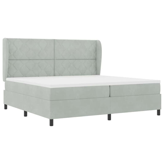 Boxspringbett mit Matratze Hellgrau 200 x 200 cm Samt