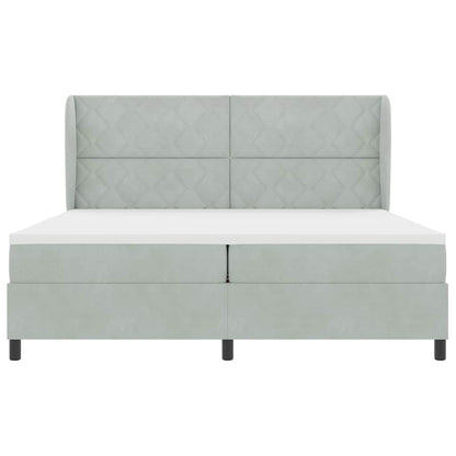 Boxspringbett mit Matratze Hellgrau 200 x 200 cm Samt