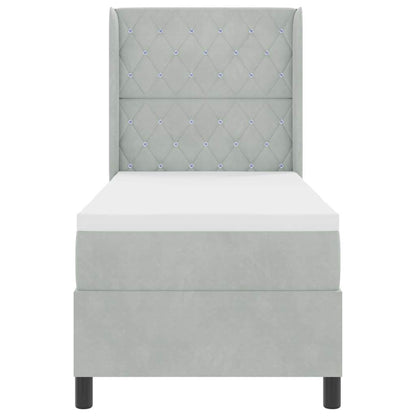 Boxspringbett mit Kopfteil Hellgrau 80 x 200 cm Samt