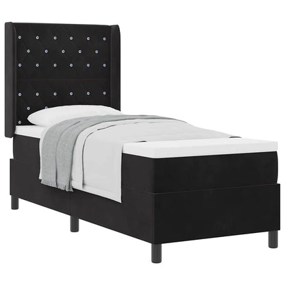 Boxspringbett mit Kopfteil Schwarz 80 x 200 cm Samt
