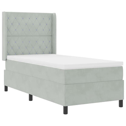 Boxspringbett mit Kopfteil Hellgrau 90 x 200 cm Samt