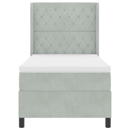 Boxspringbett mit Kopfteil Hellgrau 90 x 200 cm Samt