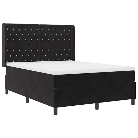 Boxspringbett mit Kopfteil Schwarz 160 x 200 cm Samt