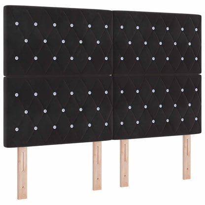 Boxspringbett mit Kopfteil Schwarz 160 x 200 cm Samt