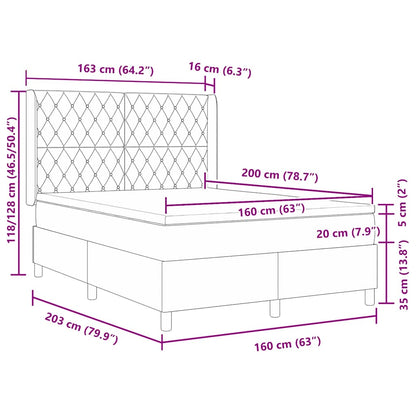 Boxspringbett mit Kopfteil Schwarz 160 x 200 cm Samt