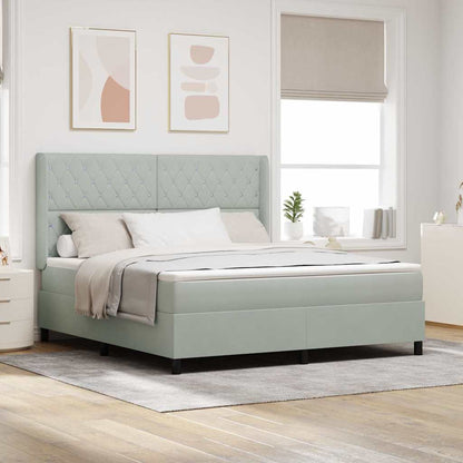 Boxspringbett mit Kopfteil Hellgrau 180 x 200 cm Samt