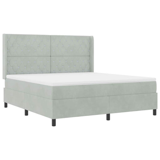 Boxspringbett mit Kopfteil Hellgrau 180 x 200 cm Samt