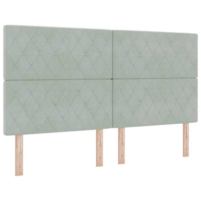 Boxspringbett mit Kopfteil Hellgrau 180 x 200 cm Samt