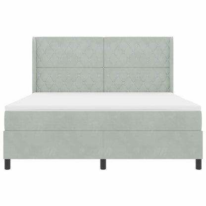 Boxspringbett mit Kopfteil Hellgrau 180 x 200 cm Samt