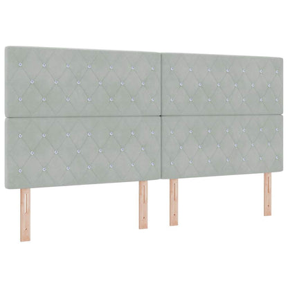 Boxspringbett mit Kopfteil Hellgrau 200 x 200 cm Samt