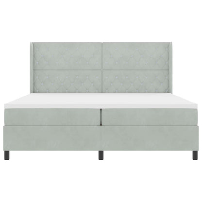 Boxspringbett mit Kopfteil Hellgrau 200 x 200 cm Samt
