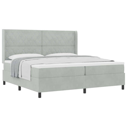 Boxspringbett mit Kopfteil Hellgrau 200 x 200 cm Samt