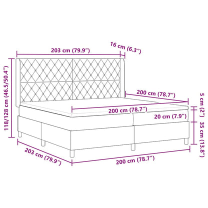 Boxspringbett mit Kopfteil Hellgrau 200 x 200 cm Samt