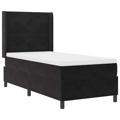 Boxspringbett mit Kopfteil Schwarz 100 x 200 cm Samt