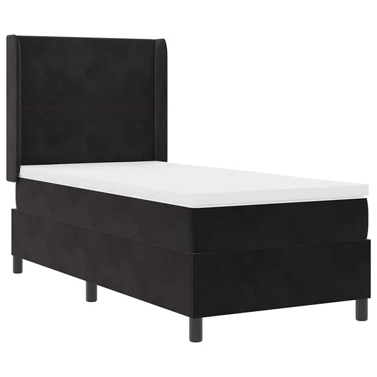 Boxspringbett mit Kopfteil Schwarz 100 x 200 cm Samt