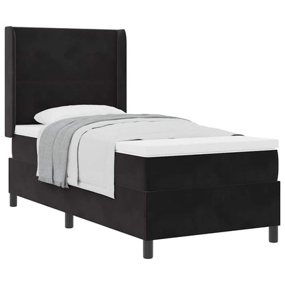 Boxspringbett mit Kopfteil Schwarz 100 x 200 cm Samt