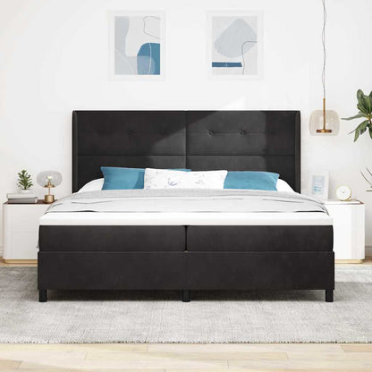 Boxspringbett mit Kopfteil Schwarz 200 x 200 cm Samt