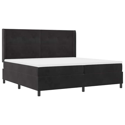 Boxspringbett mit Kopfteil Schwarz 200 x 200 cm Samt