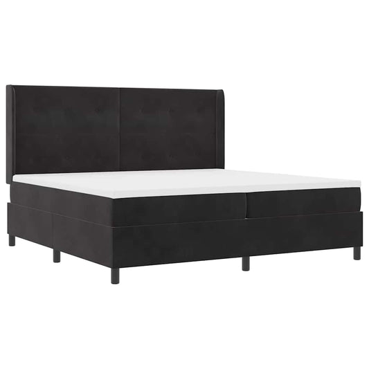 Boxspringbett mit Kopfteil Schwarz 200 x 200 cm Samt