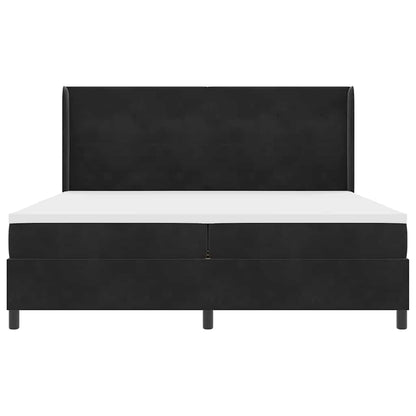 Boxspringbett mit Kopfteil Schwarz 200 x 200 cm Samt
