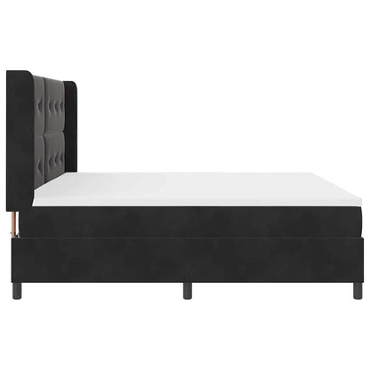 Boxspringbett mit Kopfteil Schwarz 200 x 200 cm Samt