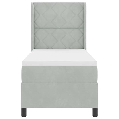 Boxspringbett mit Kopfteil Hellgrau 80 x 200 cm Samt