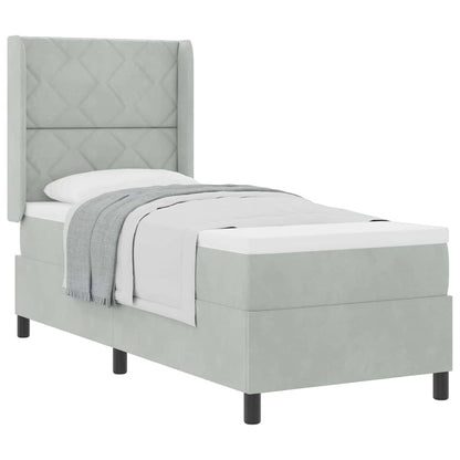 Boxspringbett mit Kopfteil Hellgrau 80 x 200 cm Samt