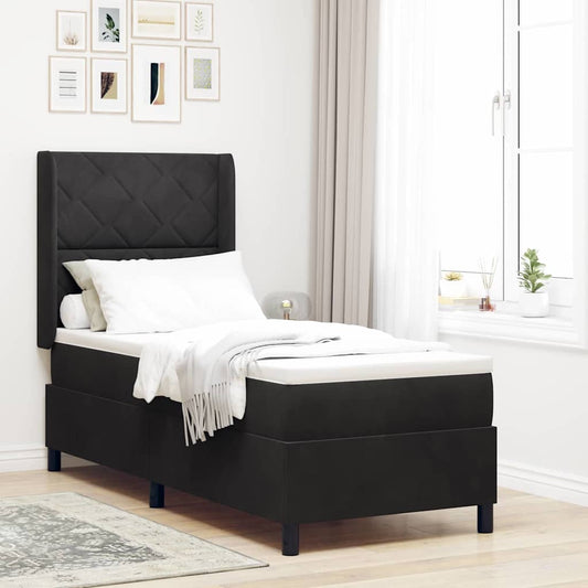Boxspringbett mit Kopfteil Schwarz 80 x 200 cm Samt