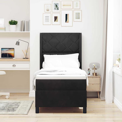 Boxspringbett mit Kopfteil Schwarz 80 x 200 cm Samt