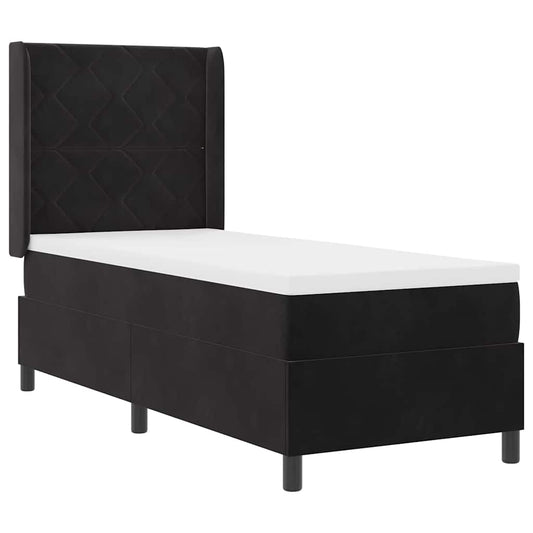 Boxspringbett mit Kopfteil Schwarz 80 x 200 cm Samt