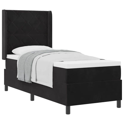 Boxspringbett mit Kopfteil Schwarz 80 x 200 cm Samt