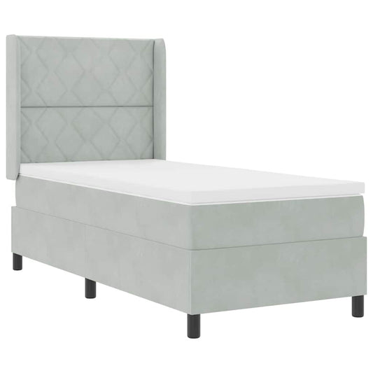 Boxspringbett mit Kopfteil Hellgrau 90 x 190 cm Samt