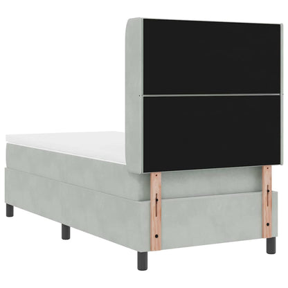 Boxspringbett mit Kopfteil Hellgrau 90 x 190 cm Samt