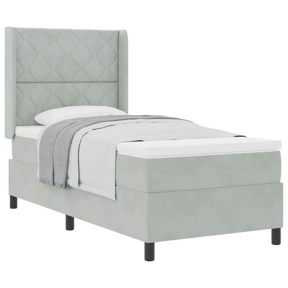 Boxspringbett mit Kopfteil Hellgrau 90 x 190 cm Samt