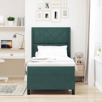 Boxspringbett mit Kopfteil Dunkelgrün 90 x 190 cm Samt