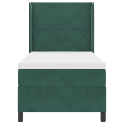 Boxspringbett mit Kopfteil Dunkelgrün 90 x 190 cm Samt