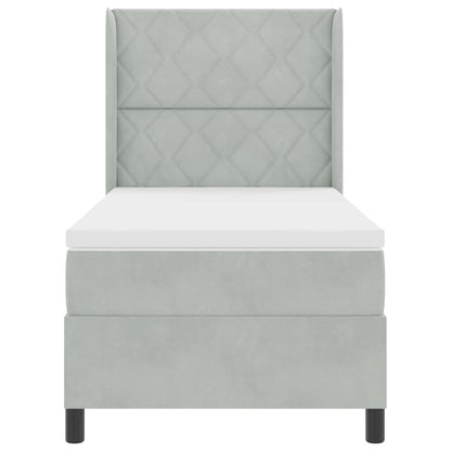 Boxspringbett mit Kopfteil Hellgrau 90 x 200 cm Samt