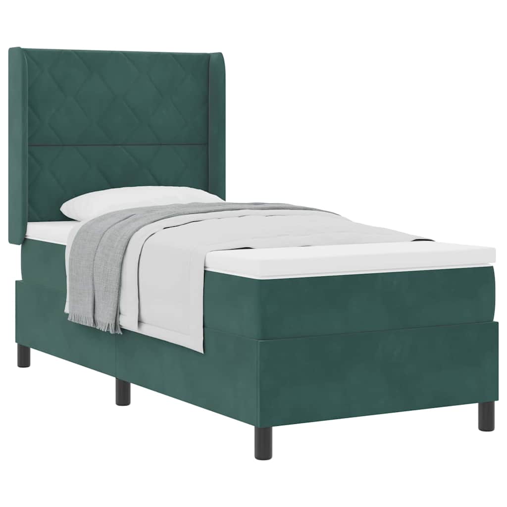 Boxspringbett mit Kopfteil Dunkelgrün 90 x 200 cm Samt
