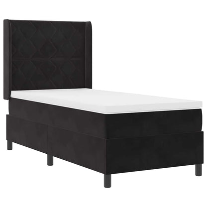 Boxspringbett mit Kopfteil Schwarz 100 x 200 cm Samt