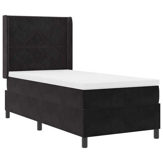Boxspringbett mit Kopfteil Schwarz 100 x 200 cm Samt