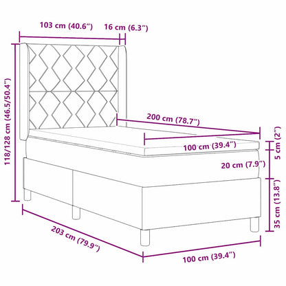 Boxspringbett mit Kopfteil Schwarz 100 x 200 cm Samt